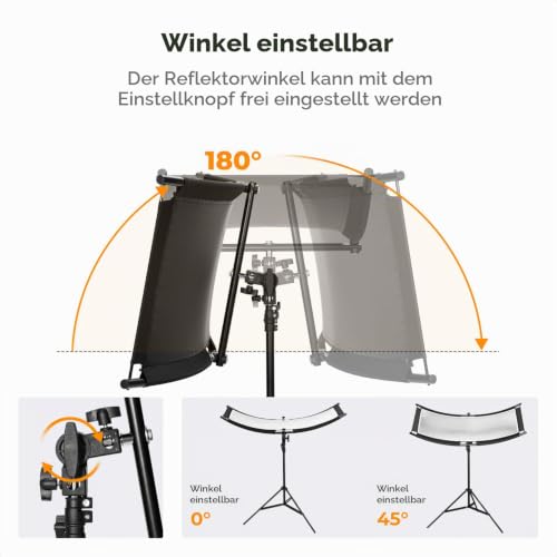 K&F CONCEPT 100x45cm U-Typ Gebogener Reflektore mit 1.5m Ständer&Tasche – Ansicht 4