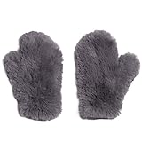 Glamourpuss NYC Knitted Faux Fur Mitten Pewter
