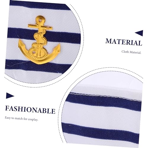 BESPORTBLE Embroidered Captain Hat for Boys and Girls Logo Sailor Cap for Dress-up Performance and Costume Parties and Portable Design2
