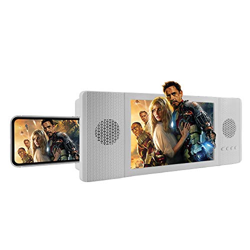 Newseego Phone Screen Magnifier, Pel�cula Lupa de la Pantalla con Altavoz de Audio, Ampliador de Pantalla de tel�fono 3D de Escritorio retr�ctil para Todos los tel�fonos Inteligentes - Blanco