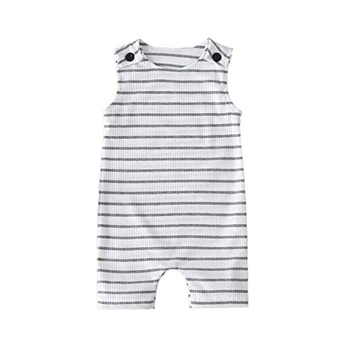 Baby Boy Romper Boys Bodysuit Striped One-Piece Coverall Sleeveless Clothing Set for Baby Girls White CN90