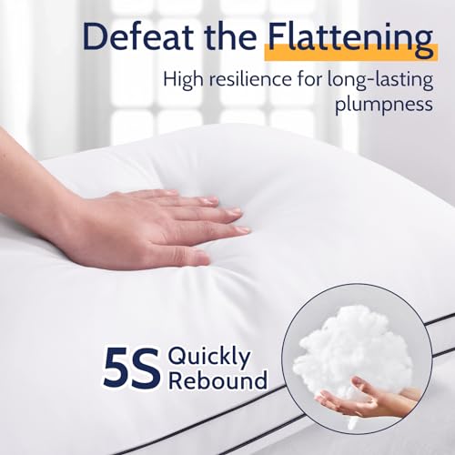 Image of ROUMEA Queen Size Pillows Set of 2, Gusseted Bed Pillows for Sleeping