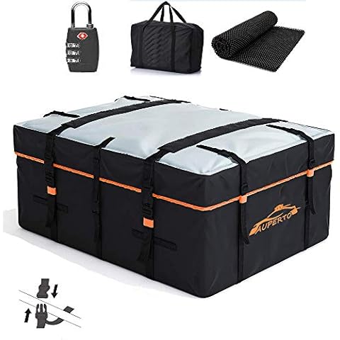 538 Litres (20 Cubic Feet) Car Roof Top Carrier Bag - Heavy Duty RoofBag with External Non-Slip Mats/Lock for All Cars with/Without Rack, Includes Carry Bag Cover