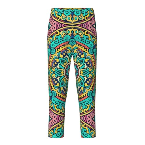 Pajama Pants Pajama Bottoms with Elastic Waistband Sleepwear Lounge Pants, Floral Colorful Mandala Flowers