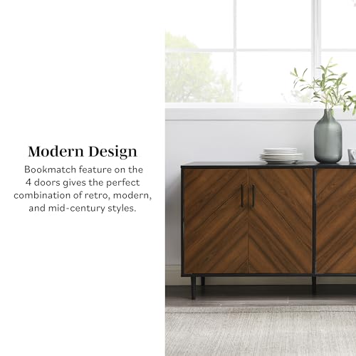 Walker Edison Fehr Modern 4 Door Bookmatch Buffet, 58 Inch, White image 4
