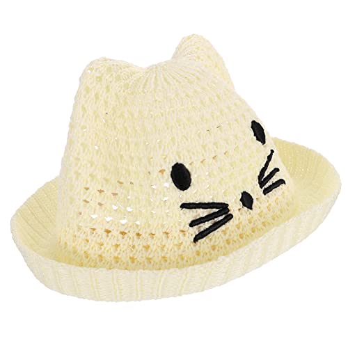 FRCOLOR Kids Folding Woven Bucket Hat Adjustable 48-52CM Lightweight Sun Hat for Boys and Girls for Summer Beach and Outdoor Activities Beige