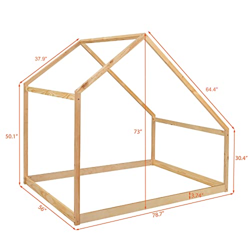 Bellemave-Montessori-Bed-for-Toddlers-Full-House-Beds-for-Kids-Wood-Floor-Bed-Frame-Bedroom-Furniture-for-Girls-Boys-Spring-Needed-Natural Bellemave Montessori Bed for Toddlers Full House Beds for Kids Wood Floor Bed Frame Bedroom Furniture for Girls Boys Spring Needed Natural