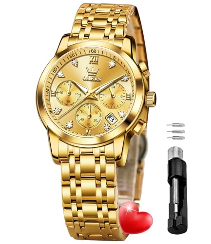 Image of OLEVS Women Watch Stylish Elegant Chronograph Luxury Diamond Analog Quartz Stainless Steel Luminous Date Ladies Wrist Watches for Women