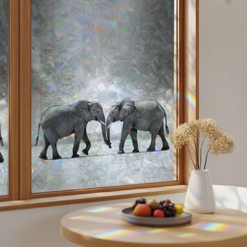 Película decorativa opaca para ventana elefantes grises 29.5x78.7 in miniatura 2
