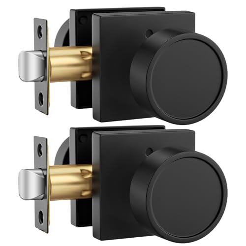 Image of Goldenwarm Black Door Knobs Interior, Privacy Door Knob Zinc Alloy, Matte Black Interior Door Knobs for Bedroom Bathroom, 2 Pack