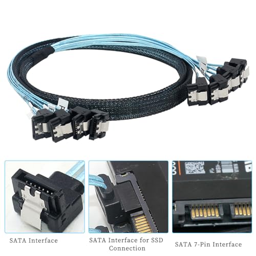 Cable Interno SAS 4.0 a SATA 4X 90 Grados 0.5m miniatura 2