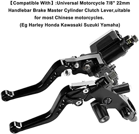 Miniatura 3 de PACEWALKER Universal motocicleta 78 "0.866 in manillar freno cilindro maestro embrague palanca CNC izquierda y derecha set para Honda Kawasaki