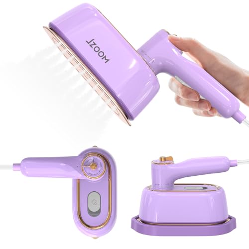 JZOOM Travel Steamer Iron for Clothes, Portable 2-in-1 Dry & Steam Iron, Flat or Upright Use, 180° Foldable Handle, 15s Fast Heat-Up, 85ml Water Tank, Mini Steamer for Home & Travel