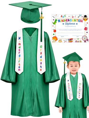 Image of QZYL Kindergarten Graduation Cap and Gown Set, 2026 Congrats Grad Outfit with Tassel & Certificate for Kindergarten