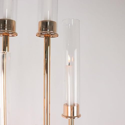 TABLECLOTHSFACTORY 2 Pack | Clear 10\" Candelabra Candle Holder Glass Shade, Open End Hurricane Candle Shade, Pillar Candle Shade