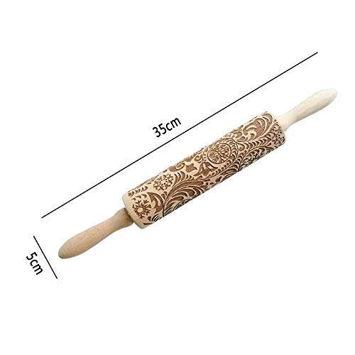 エンボスローラー 四角柄 木製麺棒 花柄 クッキー クッキング