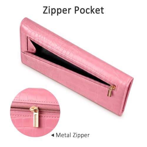 Image of Tipmile Slim Wallet for Women, RFID Blocking Credit Card Holder | 1 Zipper Pocket, 1 ID Window, 3 Cash Compartments, 11 Card Slots