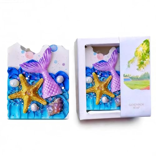 Image of Cute Mermaid Scented Soap Bars, Bathroom decoration soap Handmade Essential oil Soap, Ideal Gift for Wedding Party Favors