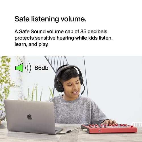 Belkin Casque bluetooth sans fil SoundForm Inspire pour enfants (apprentissage en ligne, voyage, microphone intégré, compatible avec l'iPhone, l'iPad, le Galaxy, etc.)
