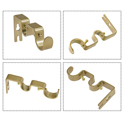 Augiimor 3Pcs Gold Curtain Rod Bracket, Heavy Duty Double Curtain Rod Hanging Brackets Wall Mount, Drapery Rod Bracket, Adjustable Curtain Rod Holders For Window, Home Curtain Rods (Gold) #TOP4