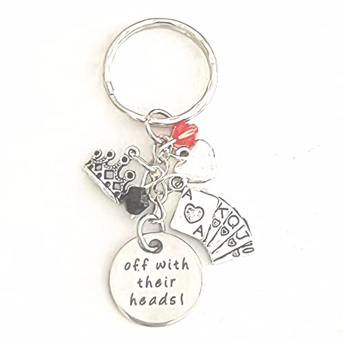 Hanalea Island Jewelry Co. Alice in Wonderland Queen of Hearts Silver Keychain Off with Their Heads Gift of Love | Merchandise for Women