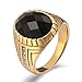 AmDxD Anillo vintage de acero inoxidable, cojín de alianza, boda, oro ovalado, forma de marcado, anillo de circonio, color negro, Acero inoxidable, circonita cúbica,