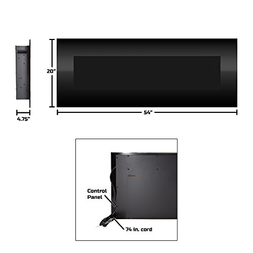 54-Inch Wall-Mounted Electric Fireplace – Led Fire Flames With Remote – Adjustable Flame Color And Brightness – No-Heat Fireplace By Northwest (Black) #TOP4