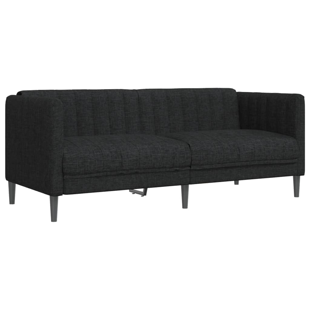 Sofá de 2 plazas de tejido negro, diseño moderno con acolchado grueso, patas estables y tejido transpirable para sentarse cómodamente, leer o ver la televisión, hasta 110 kg por asiento