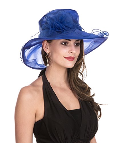 Saferin Women's Organza Church Kentucky Derby Fascinator Bridal Tea Party Wedding Hat (Sz-Blue) #TOP3