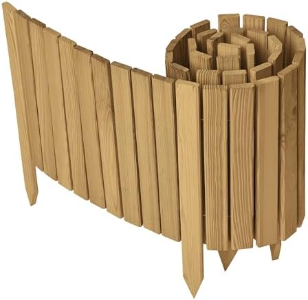 Garronda Beeteinfassung Holz Rasenkante Höhe: 40 cm Hellbraun GD-0149 | Imprägniert und flexibel formbar, als Rollzaun, Holzzaun, Palisade und Gartenzaun für Rabatten, Wege und Ber