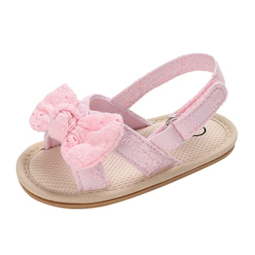Unisex-Child and Toddler Baby Girls Bowknot Sandals Anti Slip Open Toe Outdoor Sandals Summer Princess Shoes (Pink, 13)