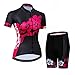 Cycling Jersey Shorts Set Womens Bike Jersey Suit Zip Shirts Short Sleeve Road Bicycle Clothing Pro Team Racing MTB Tops Bottom for Ladies Female Breathable Summer Black Set Size L