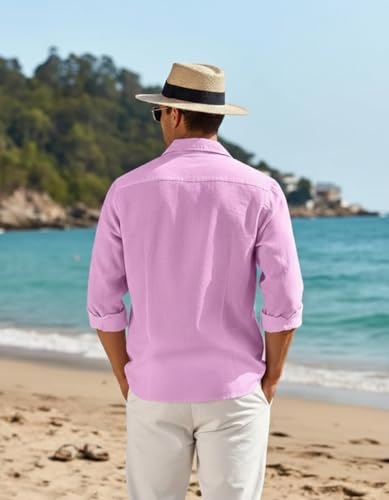 Image of Combo of Men's Casual Cotton Blend Shirt || Long Sleeve Button Down with Spread Collar | Lightweight Breathable Fabric | Stylish Solid Shirt for Beach, Office & Everyday Wear Pack of 2