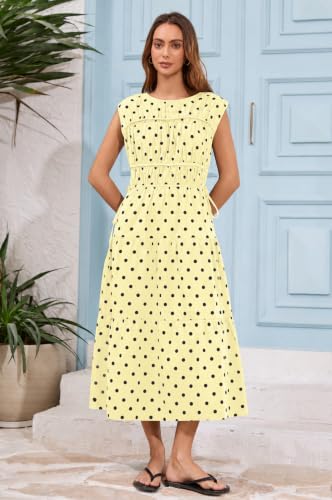 Image of calbatic Women Pleated Ruched Tiered Maxi Dress Sleeveless Patchwork Ruffle Hem A Line Flowy Summer Elegant Long Dress