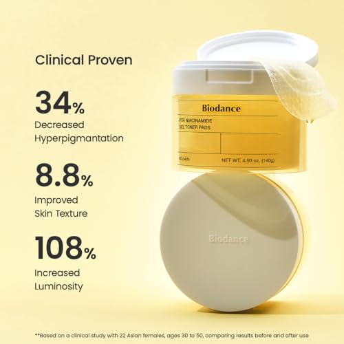 Image of Biodance Vita Niacinamide Gel Toner Pads, Dark Spot Corrector, Evening Skin Tone, Gentle Exfoliating Toner Pads with Vitamin C, Pre-Soaked Pads, Korean Skin Careㅣ60 Pads