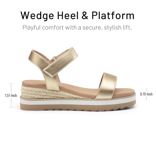 Image of Athlefit Girls Platform Wedge Sandals Open Toe Espadrille Sandals Ankle Strap Summer Dress Shoes for Toddler Little Big Kid