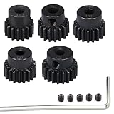 48P Hardened Steel Pinion Gear Set 3.175mm (1/8 inch) Hole 16T 17T 18T 19T 20T 48DP Pitch Gears with Hex Key for RC Brushless Brush Motor RC Car Upgrade (5pcs)