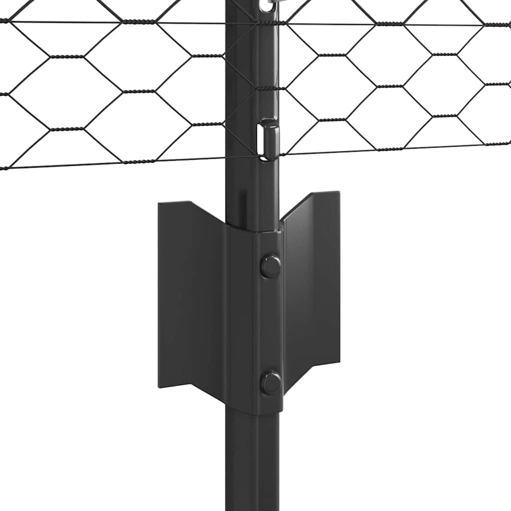 Recinzione esagonale completa con 88 pali, 1000 x 40 cm, grigio acciaio PVC | Rete metallica flessibile per giardini e terrazze per una delimitazione elegante. Set robusto con pali e accessori.