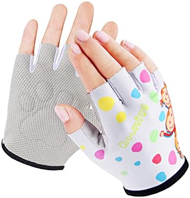 Kids Half-Finger Monkey Bar Gloves for Age 1-9 Boys Girls Climbing Biking Good Grip Control Gloves for Gymnastics Balance Boards Outdoor Sports (White, S)