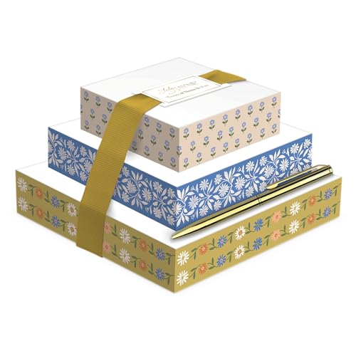 Bloc-notes décoré Lady Jayne : lot de 3 blocs avec stylo bille en métal
