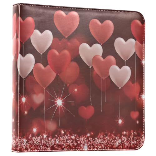 Álbum de Fotos Autoadhesivo DIY Scrapbook Rojo con Corazones y Globos Día de San Valentín Encuadernador de 3 Aros Libro de Fotos 40 Página 8x10 para Memorias miniatura 1