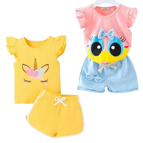 Image of 4YOU DRESSES Beautiful Cotton Blend Fabric Top and Shorts For Girls(Pack Of 2)