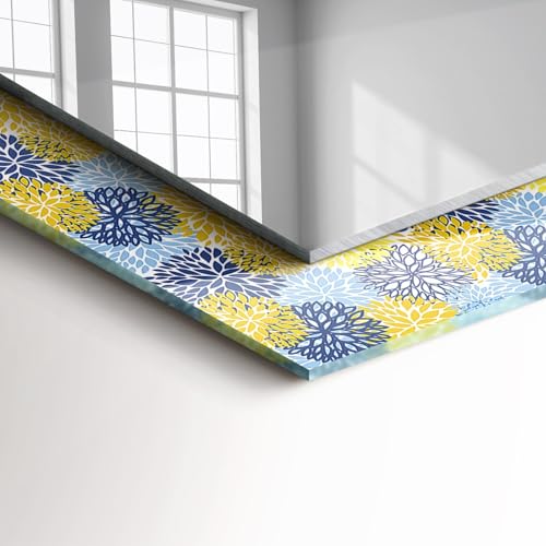 Miroir rectangulaire 60x60cm avec cadre graphique fleuri multicolore - 7