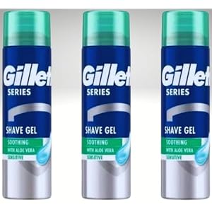 Men’s Shaving Gel for Sensitive Skin with Soothing Aloe Vera, Original Scent – 200ml x 3 Pack (600ml Total) | Clean Shave gel