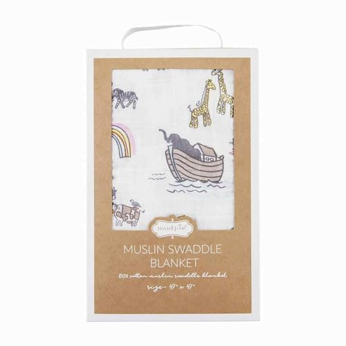 Image of Mud Pie Noah's Ark Swaddle, Noah's Ark 47" x 47"