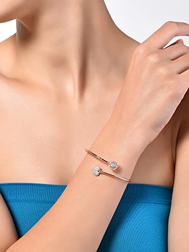 Image of ZAVERI PEARLS Rose Gold Cubic Zirconia Contemporary Heart Bangle Style Kada Bracelet For Women-ZPFK10703
