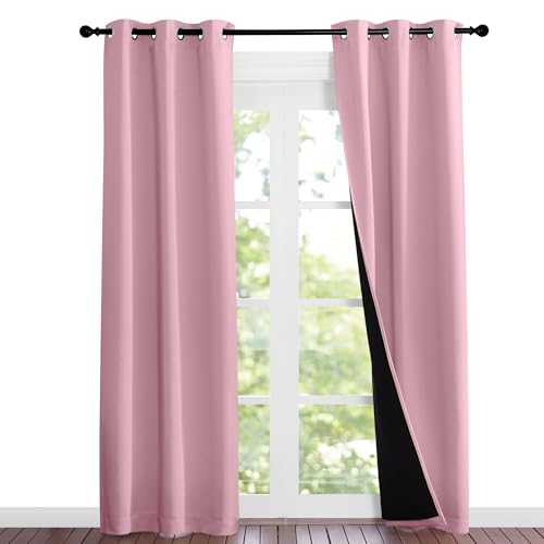 NICETOWN Pink Crystal Full Shade Curtain Panels, 37x80, 2P