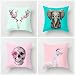 Fundas de Cojín 50x50cm Modernas Funda de Almohada de Lino Suave Elefante Ciervo Rosa Cuadradas Paquete de 4 Funda de Cojines para Patio al Aire Libre, Jardín, Sala de Estar, Sofá, Decoración