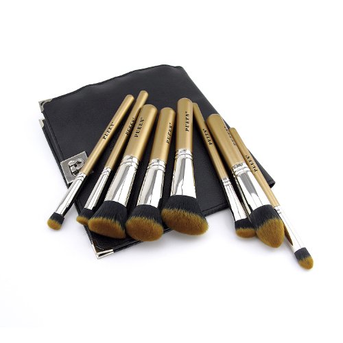 PUEEN Professional Kabuki Makeup Brush Set - Premium Quality Hand-crafted Cosmetic Brushes Kit - 8 Piece Collection - 100% Pure Luxury Copper Ferrules! BIG SALE -BH000176