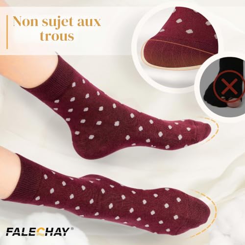 Falechay Lot de 10 Paires Chaussette Femme Coton Multicolores Parsemaient et Rayé pour Chaussettes,Multicolores-1,39-42 – vue 5